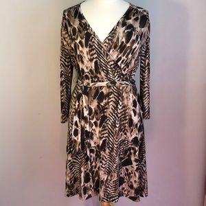 Brown animal print wrap dress